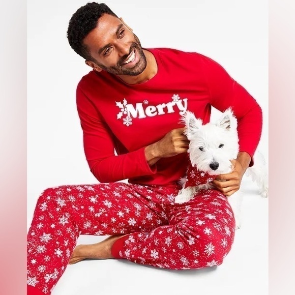 - Family Pajamas Matching Mens Merry Snowflake Mix It Family Pajama Set size S - Picture 3 of 8